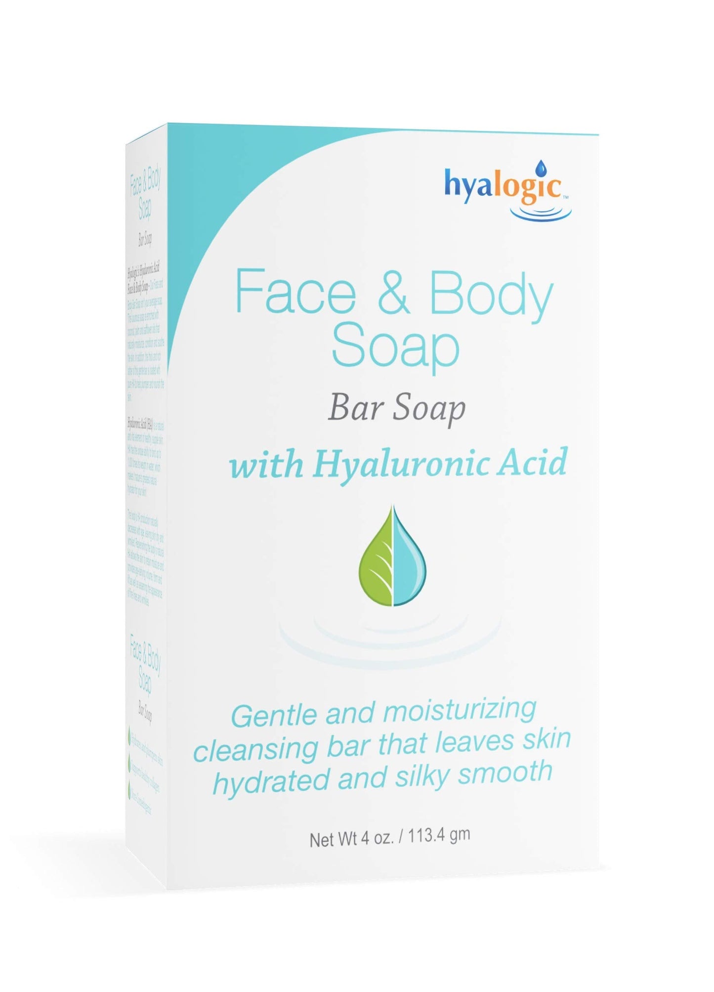 Hyalogic Face & Body Cleansing Bar Soap 4oz - Hydrating Hyaluronic Acid Cleanser - Fragrance Free, Non-Irritating, Vegan Friendly HA Beauty & Personal Care Hyalogic