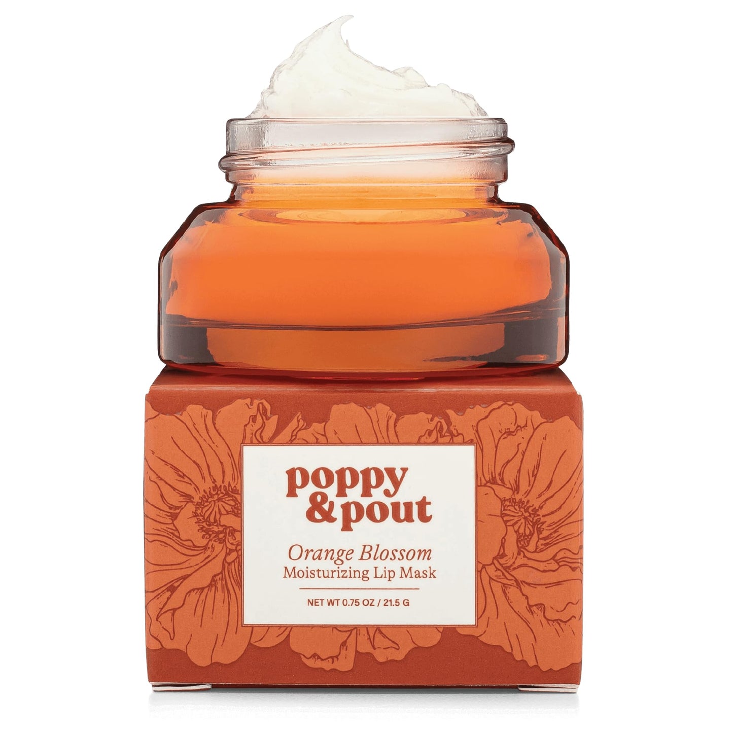 Poppy & Pout Orange Blossom Overnight Lip Mask - Nourishing Lip Moisturizer with Shea Butter & Beeswax - Cruelty Free, Recyclable Glass Jar (0.65 oz) Beauty & Personal Care Poppy & Pout