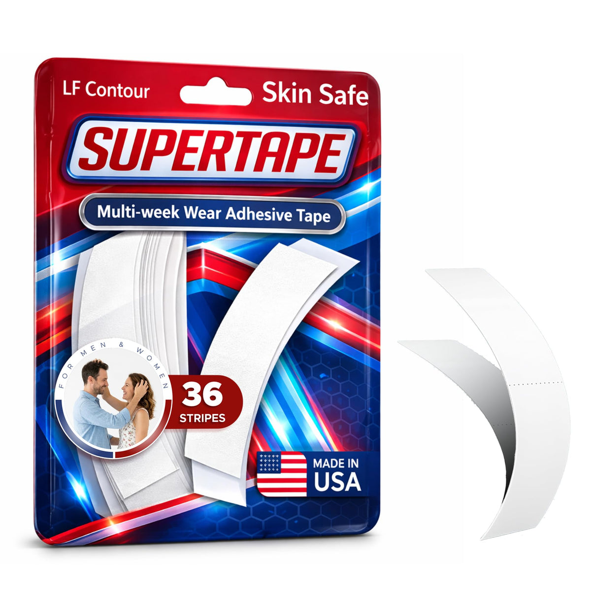 SUPERTAPE Contour LF Lace Tape for Wigs Waterproof, Double Sided Hair Tape, Lace Front Wig Tape Double Sided Ultra Strong Hold, Double Sided Hair Tape