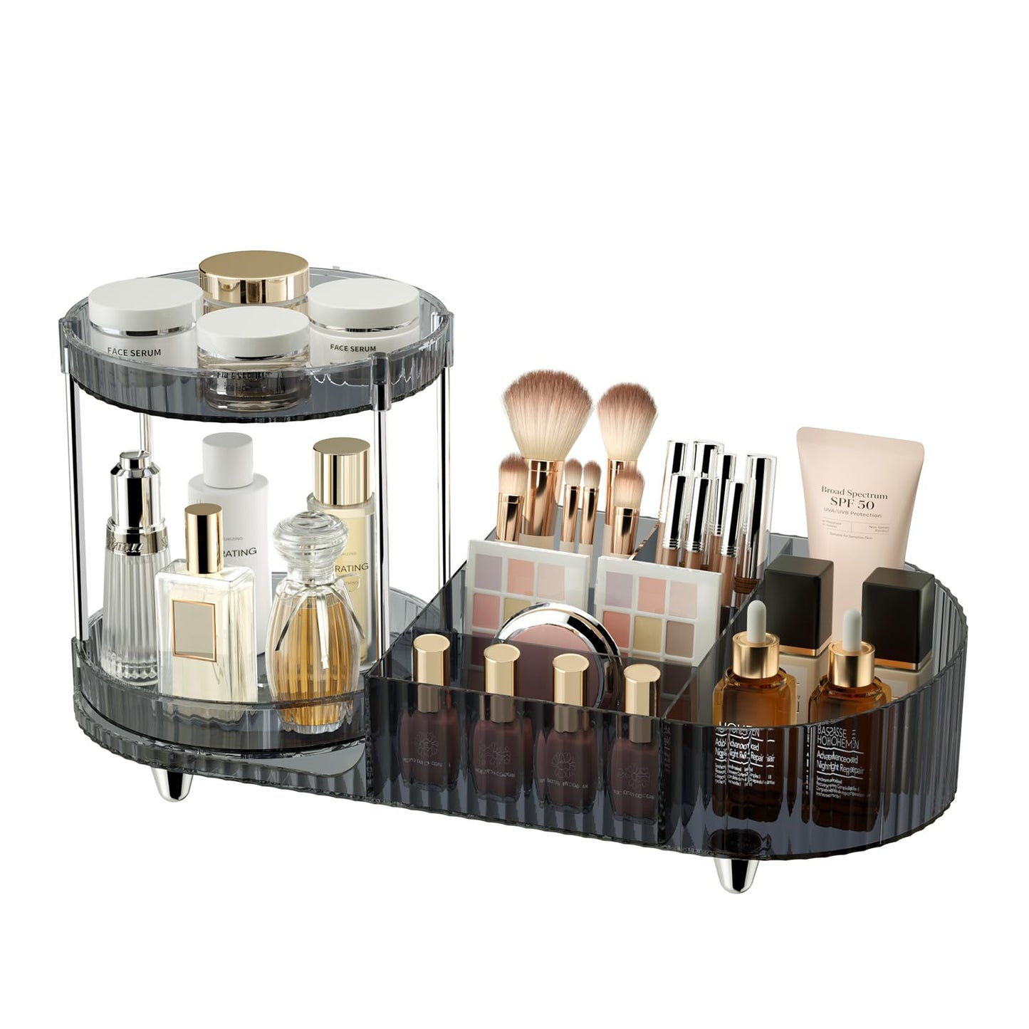 Makeup Organizer Countertop for Vanity, 360 Rotating Perfume Tray with 5-compartment Cosmetic and Skincare Organizers, Multi-Purpose Desk Storage Beauty and Personal Care Jywantful Default Title