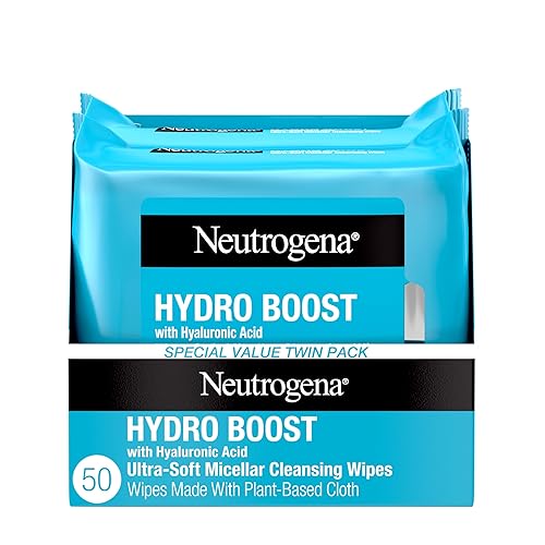 Neutrogena Hydro Boost Ultra-Soft Micellar Cleansing Wipes with Hyaluronic Acid, Hydrating Makeup Remover Wipes Remove Dirt & Waterproof Makeup Beauty & Personal Care Neutrogena