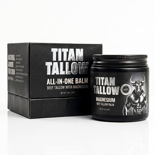 Titan Tallow Balm for Face and Body with Magnesium - Grass-Fed, Grass-Finished Beef Tallow Moisturizer with Manuka Honey, Jojoba Oil, Rosehip Oil Beauty & Personal Care Titan Tallow