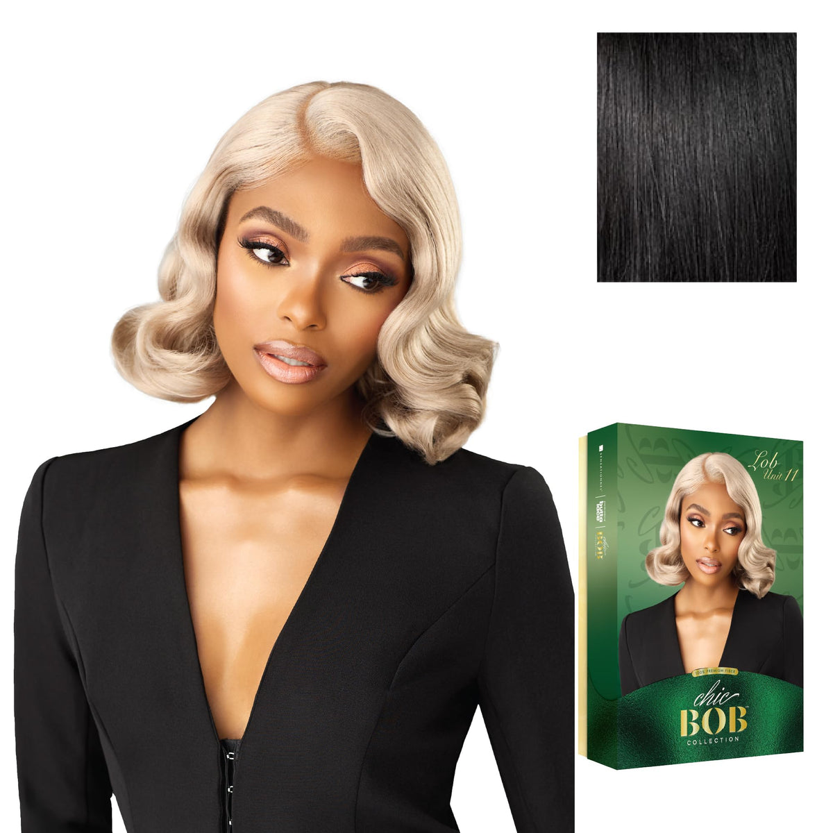 Sensationnel Chicbob Lace Frontwig-Lob Unit 11, 1 JETBLACK