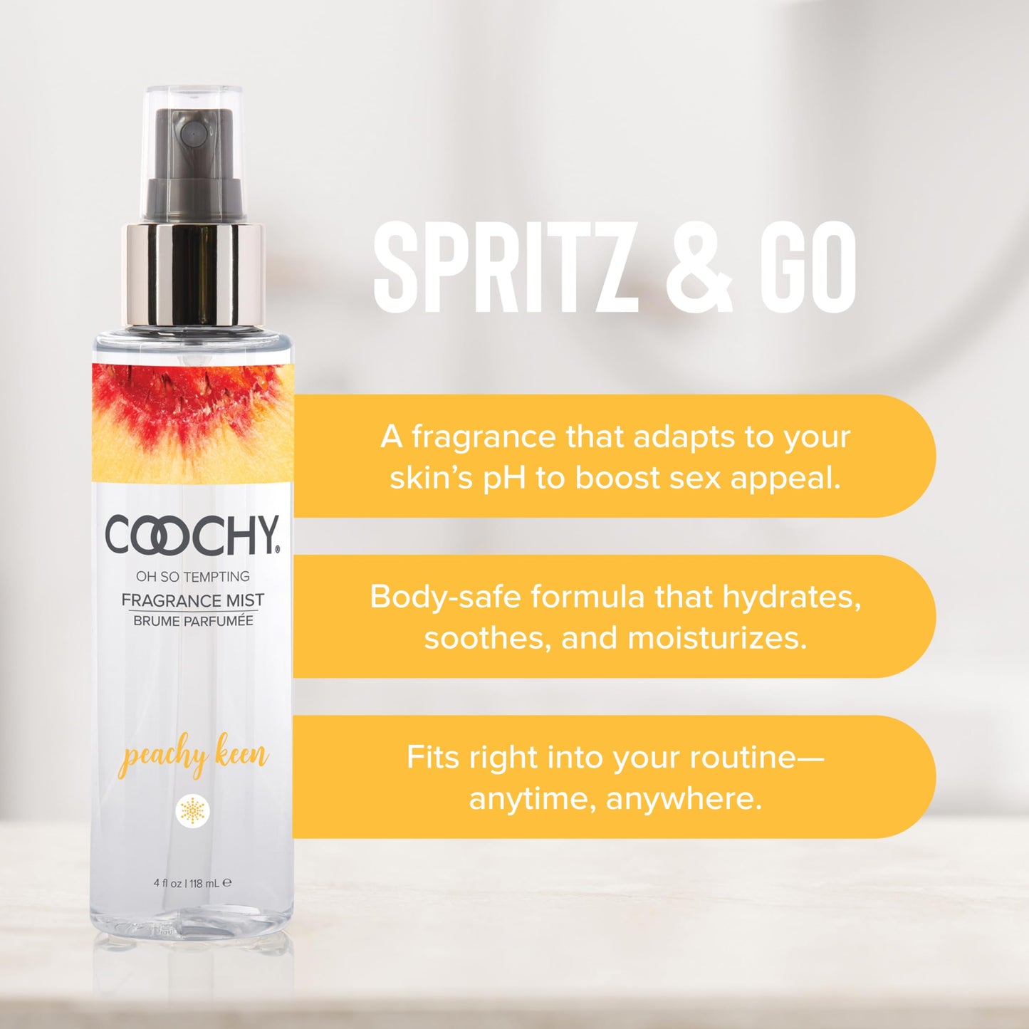 Coochy Fragrance Mist - Hair and Body Mist Spray for Women - Infused with Georgia Peaches, Sugar Cane & Vanilla - Peachy Keen - 4 fl oz Beauty & Personal Care Coochy