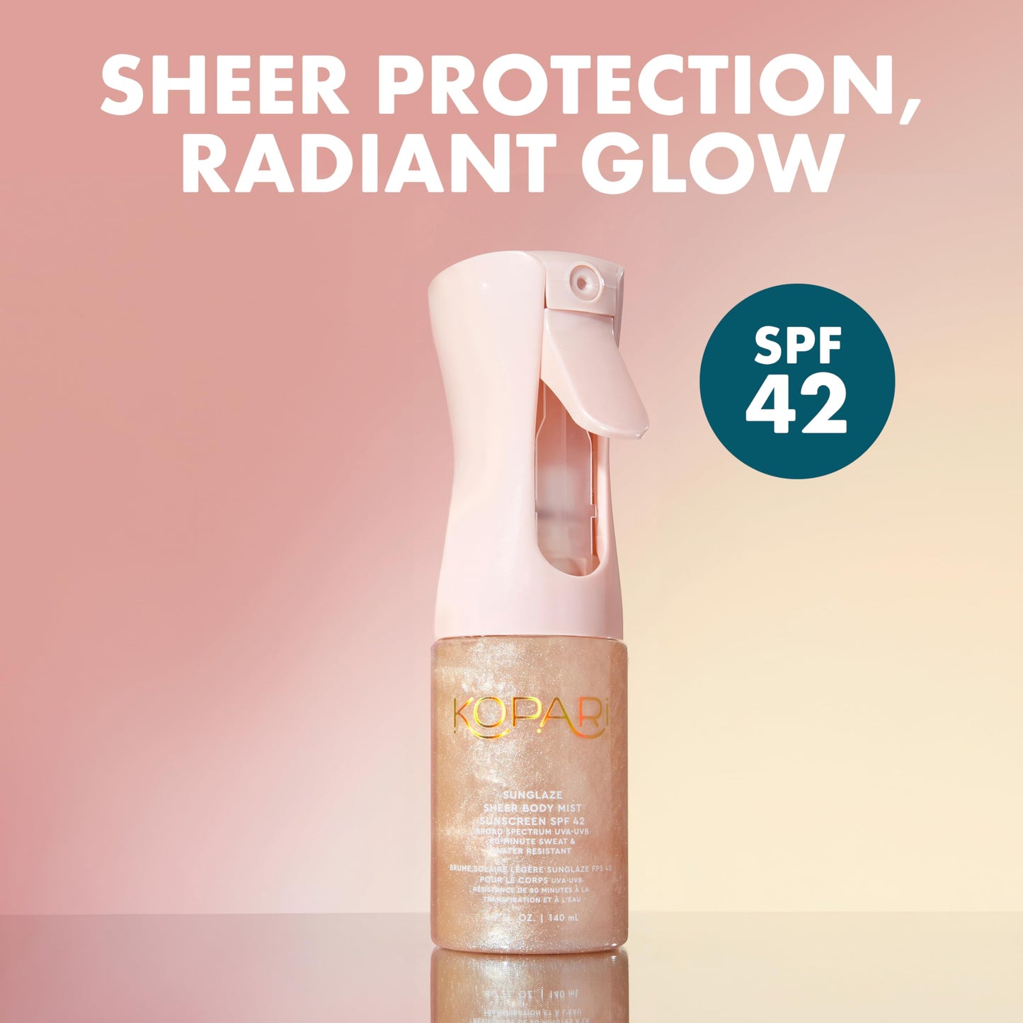Kopari Rose Gold Sunglaze Sheer Body Mist Sunscreen SPF 42, Infused with Shimmering Body Oil, Hydrating Mist, Hydrates, Brightens, Makeup Friendly Beauty & Personal Care Kopari