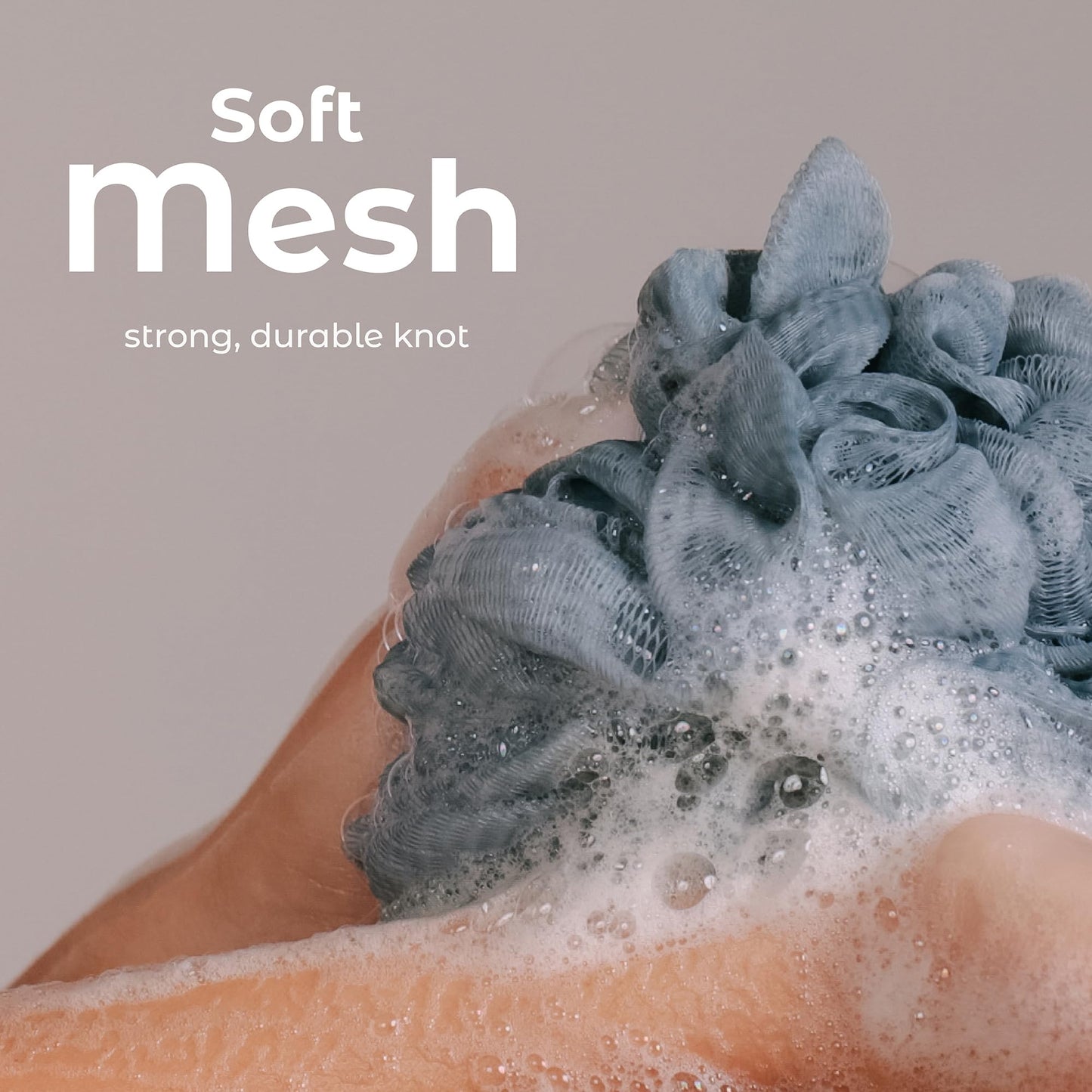 MainBasics Bath Shower Loofah Sponge Pouf Body Scrubber Exfoliator Body Wash Sponge (Set of 3, Airy Blossom) Beauty & Personal Care MainBasics