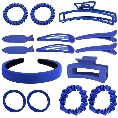 15pcs Hair accessories set Hair Claws Scrunchy Alligator Snap Clips Ties Bangs Headband Hoop Jaw Big Middle Small Mini Size Light Weight Matte Rubber Beauty & Personal Care YOOOYOOO