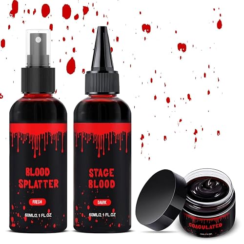 Halloween Fake Blood Makeup Kit, Blood Spray 2.1oz + Dripping 2.1oz + Coagulated 1.41oz(3PCS), Washable Realistic SFX Makeup for Cosplay, Clothes Beauty & Personal Care METINIMI