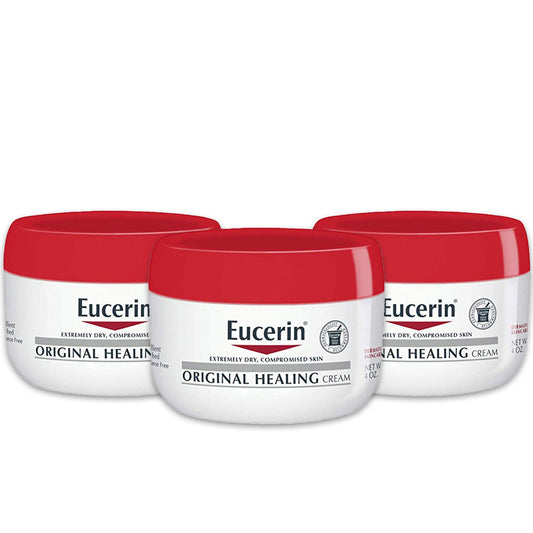 Eucerin Original Healing Cream, Fragrance Free Body Cream for Dry Skin, 4 Oz Jar, Pack of 3 Beauty and Personal Care Eucerin Default Title