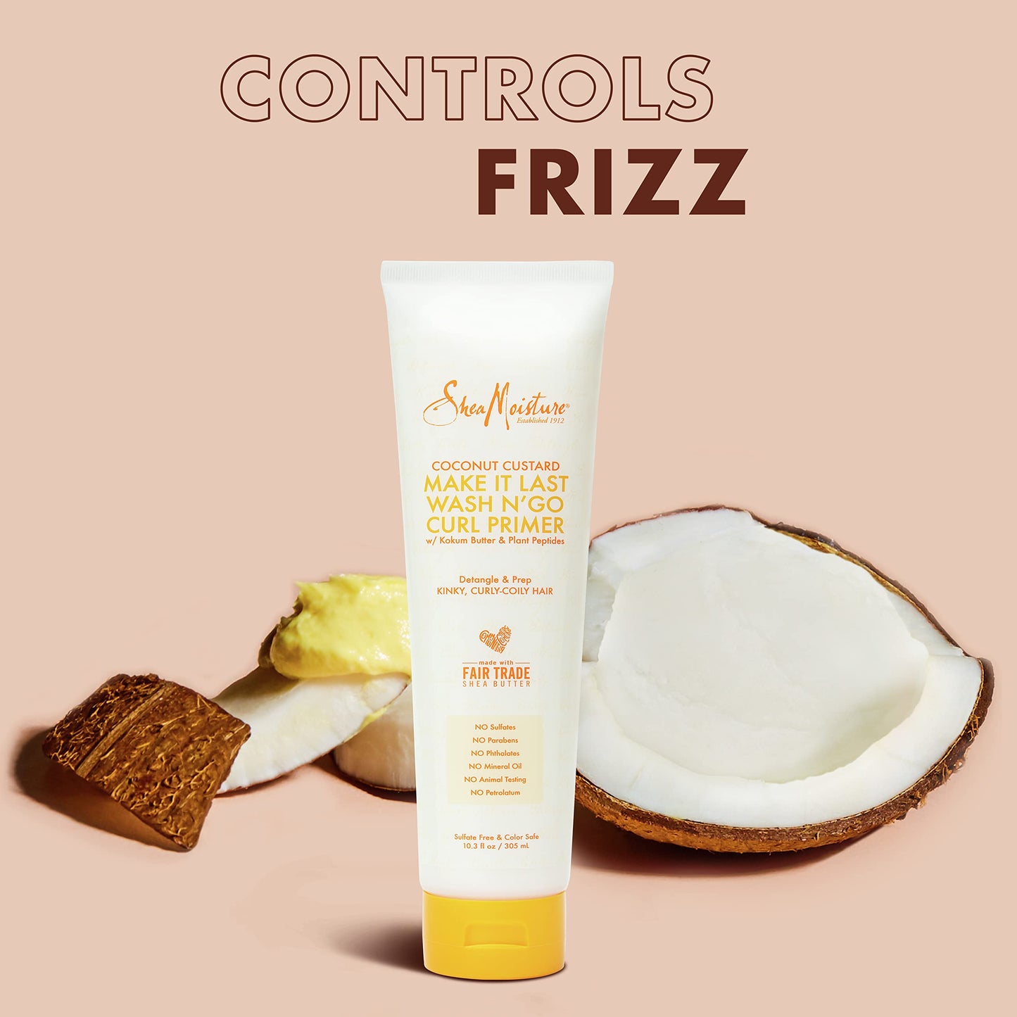 SheaMoisture Coconut Custard Curl Defining Cream - Make It Last Wash N' Go Primer, Enhancer & Detangler for Wavy & Curly Hair, Organic Shea Butter Beauty & Personal Care Shea Moisture