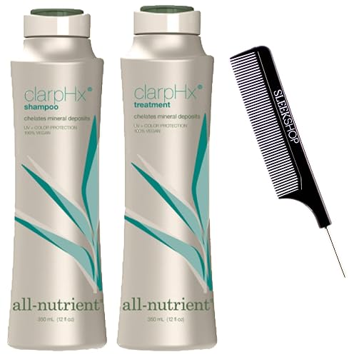 All-Nutrient ClarpHx Shampoo & Conditioner DUO SET, Chelates Hair Mineral Deposits for Pool & Well Water Exposure (w/Comb) Clarifying UV+ Protection Beauty & Personal Care All Nutrient