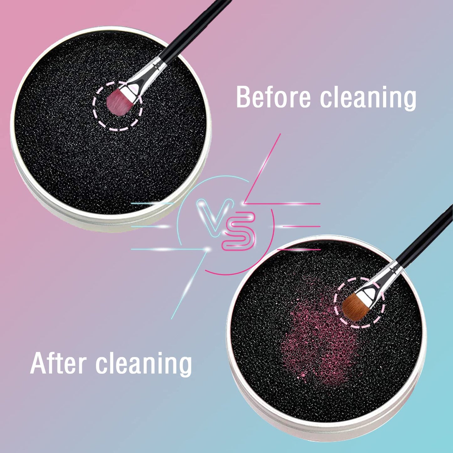 2 Pack Cleaner Sponge, Dry Makeup Brushes Cleaner Eye Shadow or Blush Color Removal Quickly Switch to Next Color Beauty & Personal Care VANVENE