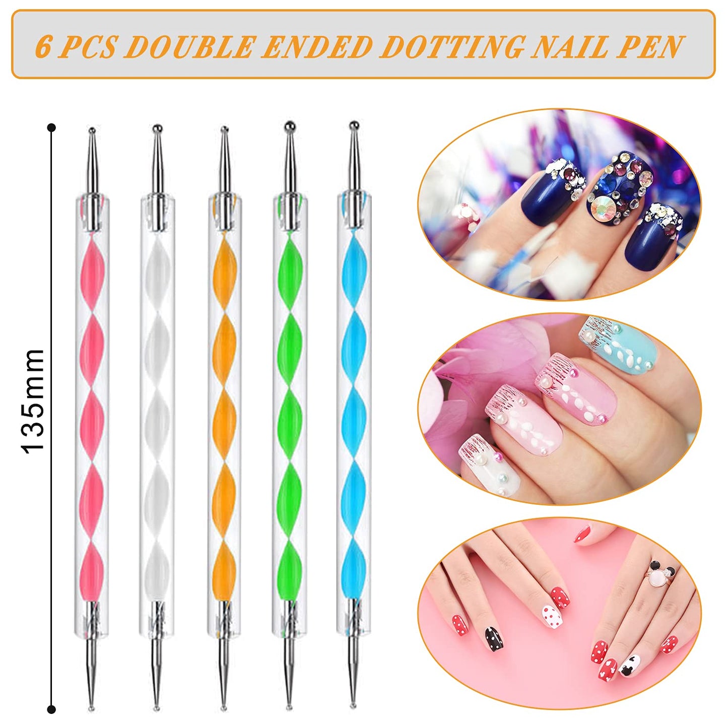 AROIC 28 Pcs Acrylic Nail Brush Set Including 7 Pcs UV Gel Nail Art Brushes, 6 Pcs 3D Nail Extension Brush, 5Pcs Double Ended Dotting Nail Pen Beauty & Personal Care AROIC