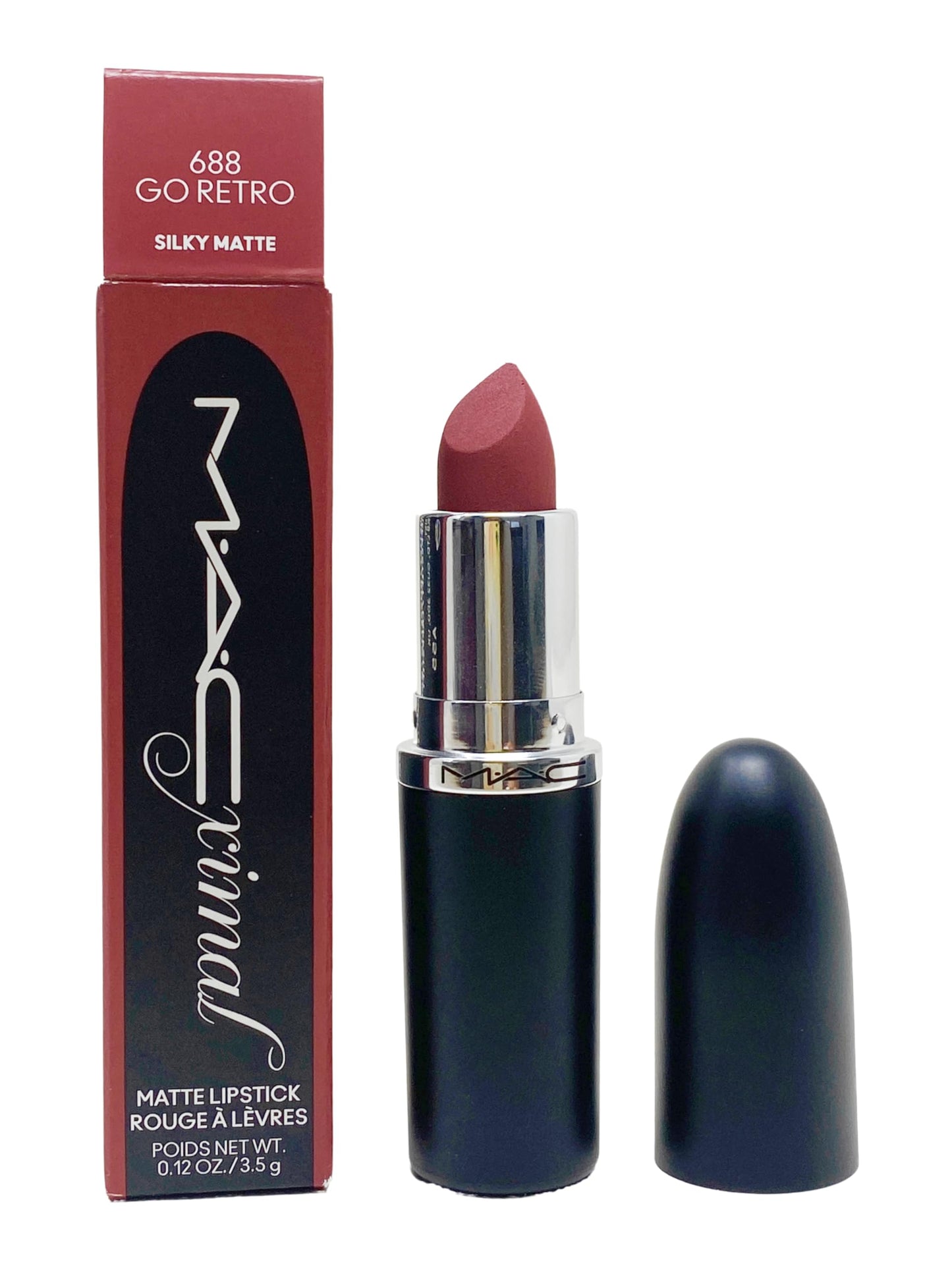 MAC Ximal Silky Matte Lipstick - 688 Go Retro (Muted peachy pinky brown) .12 Oz / 3.5 g Beauty & Personal Care MAC
