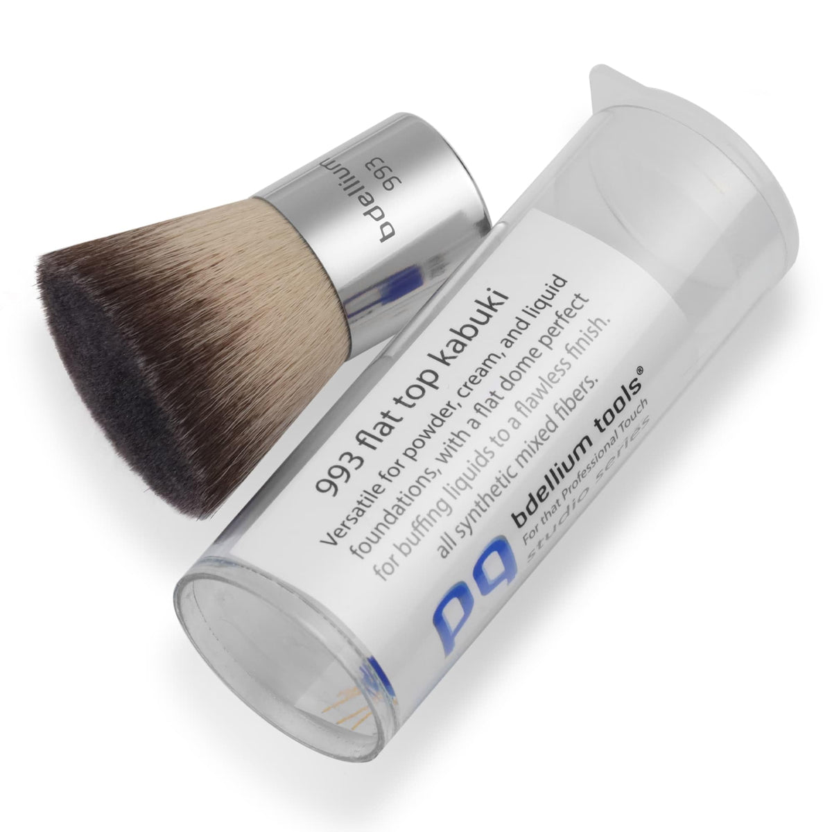 Bdellium Tools Professional Makeup Brush - Studio Series 993 Flat Top Kabuki - With Soft Synthetic Fibers, For Full Coverage Application (Silver, 1pc)
