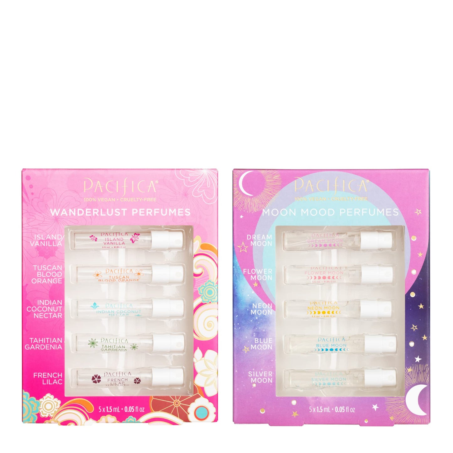Pacifica Beauty Wanderlust & Moon Moods Perfume Set, Travel Fragrances, Island Vanilla, French Lilac, Clean Vegan Perfume, 0.05 fl oz Each (Set of 10) Beauty & Personal Care Pacifica