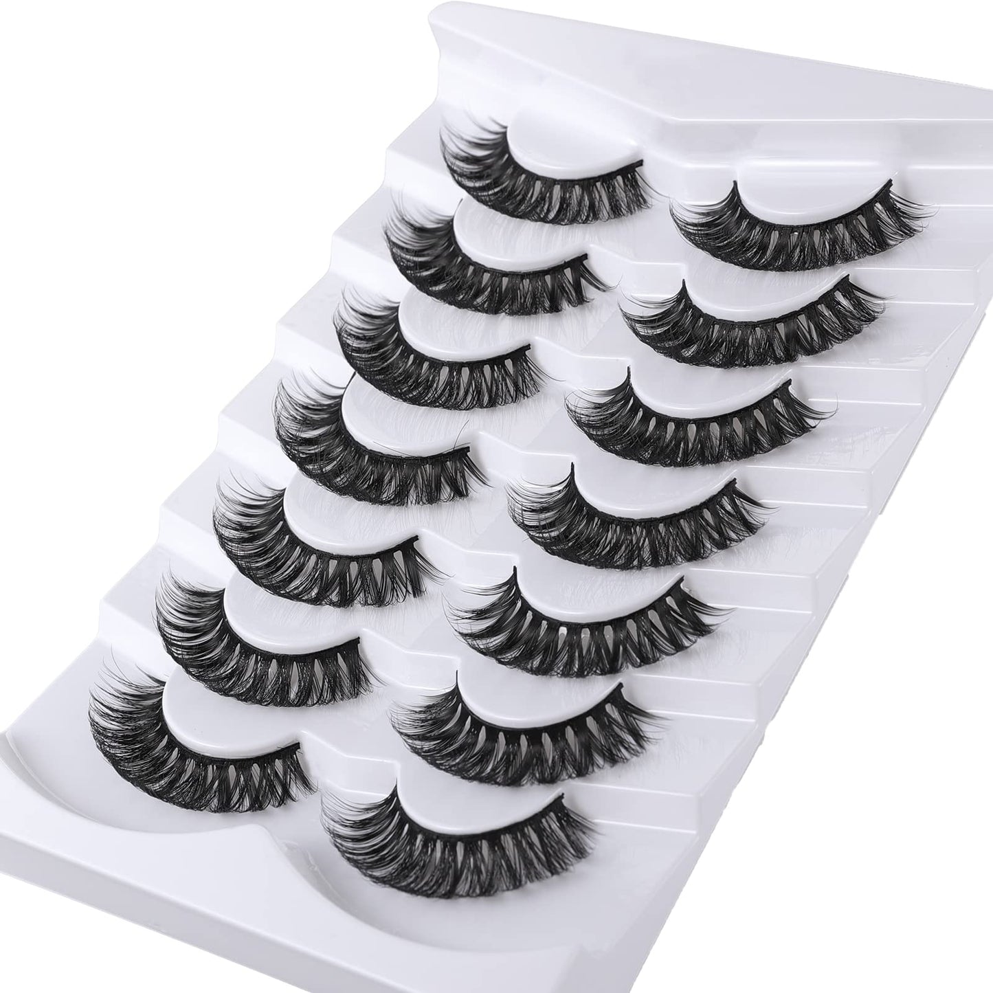 Mebver Russian Strip Lashes False Eyelashes Cat Eye Lashes Faux Mink Lashes Natural Look Fake Eyelashes Fluffy Wispy Lashes That Look Like Extensions Beauty & Personal Care Mebver