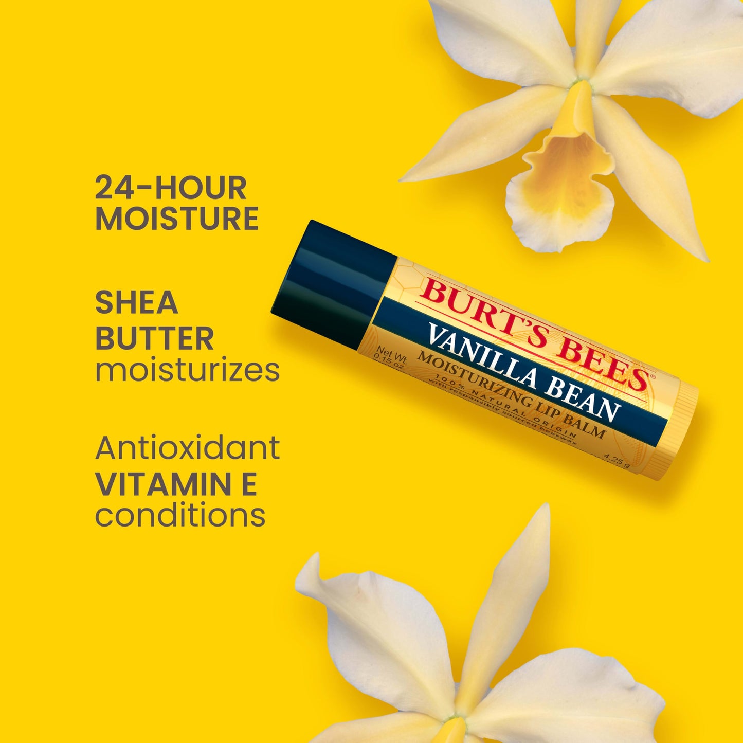 Burt's Bees Lip Balm - Vanilla Bean, Lip Moisturizer With Responsibly Sourced Beeswax, Tint-Free, Natural Origin Conditioning Treatment, 2 Tubes, 0.15 Beauty & Personal Care Burt's Bees
