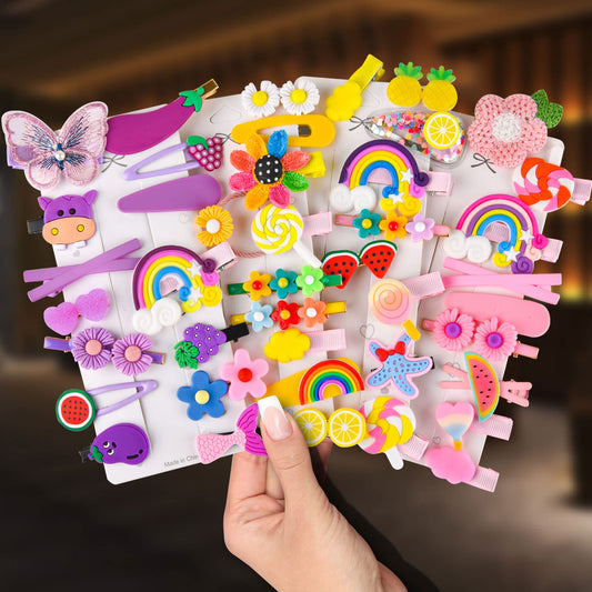42 Pieces Baby Hair Clips, Hair Pin, Barrettes for Girls, Toddler Girls Hair Accessories, Kids Hair Clips for Styling, Flower Rainbow Candy Fruits Beauty & Personal Care SKYNEO