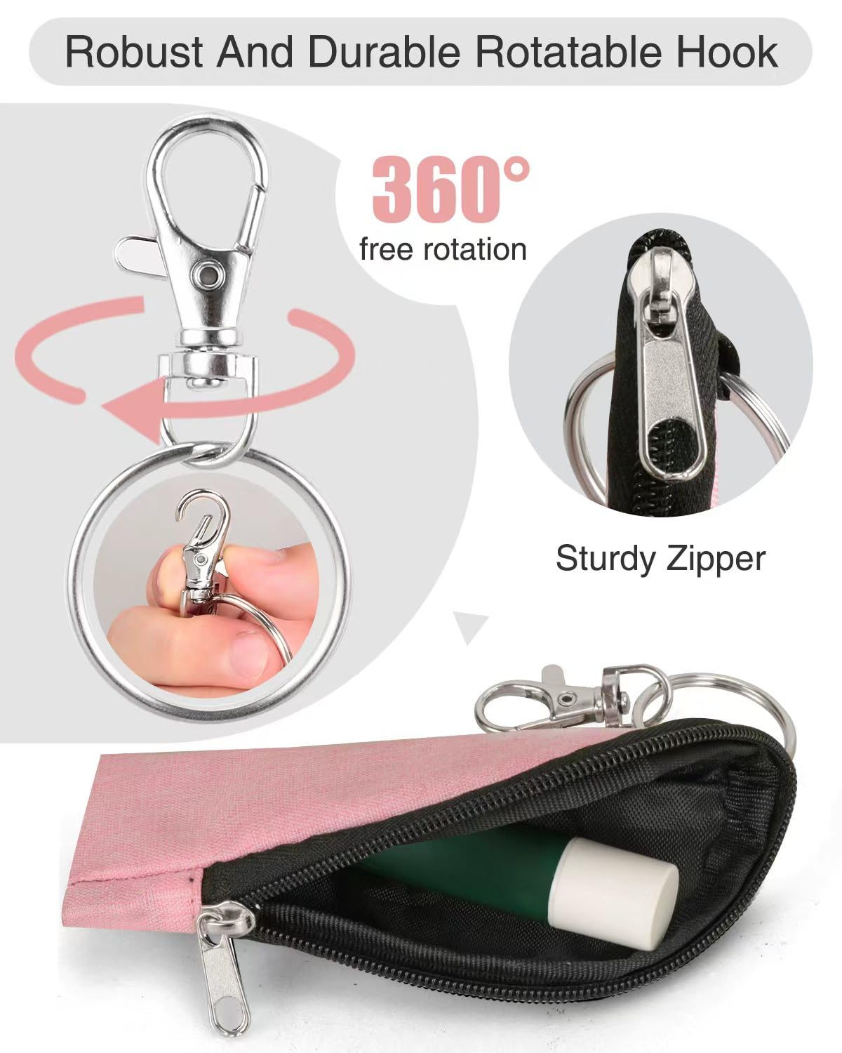 Meiiy Chapstick Holder Lip Balm/Gloss Sleeve Pouch Portable Lipstick Bag With Hook Gift for Women (3pcs) Beauty & Personal Care Meiiy