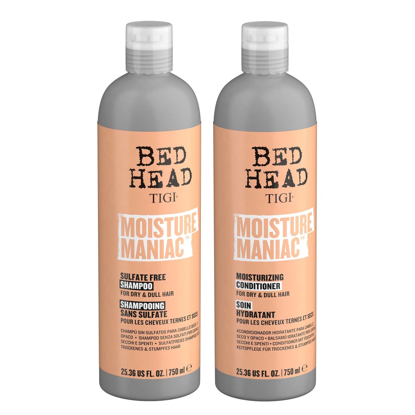 TIGI Bed Head Sulfate Free Shampoo and Conditioner Set for Dry Hair, Moisture Maniac Hair Care with Argan Oil, 25.36 fl oz, 2 Pack Beauty & Personal Care TIGI