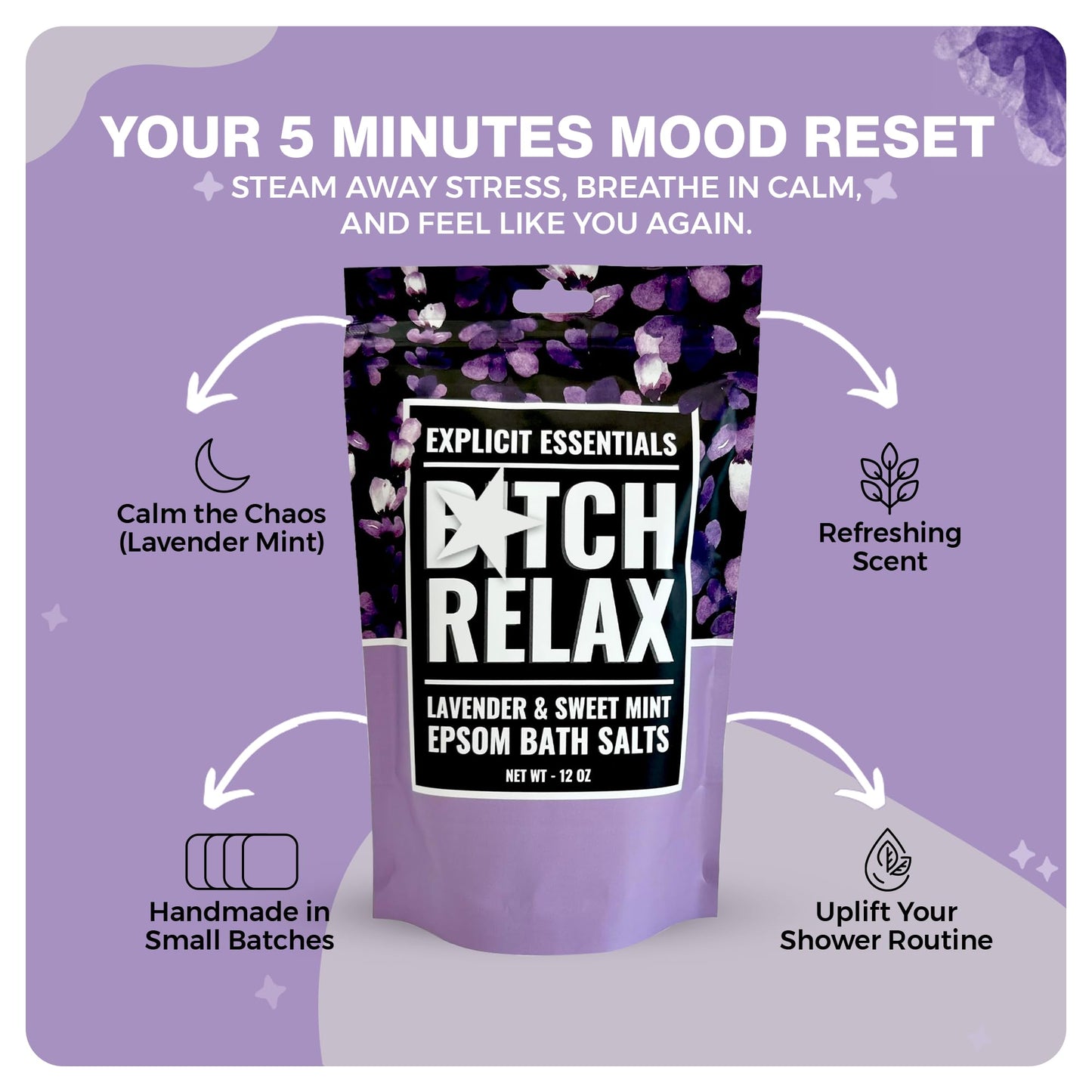 Lavender Bath Salts for Women, Self Care Gift Ideas for Women Beauty and Personal Care Explicit Essentials