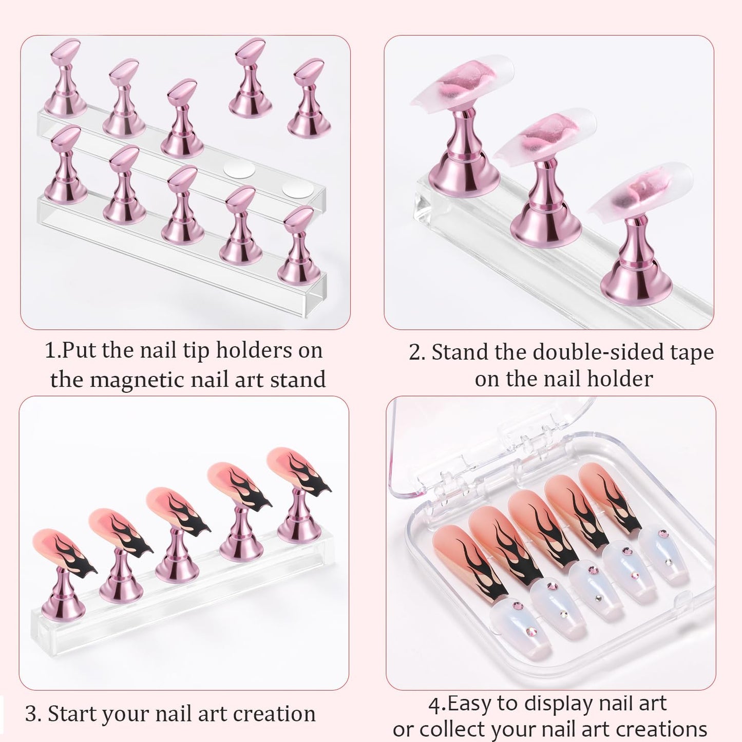 Etercycle Nail Stand Acrylic Nail Art Display Stand Practice Nail Holder for Painting Nails Magnetic Practice Stands with Double-sided Tape For DIY Beauty and Personal Care Etercycle
