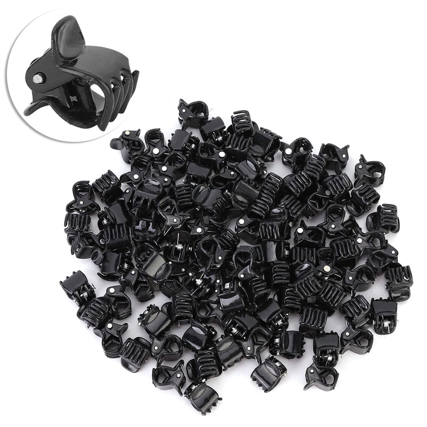 Haosie Mini Hair Clips Set - 100 Stylish Non-Slip Black Plastic Claw, Jaw Clips, Crown Claws and Clamps Hair Accessories for Girls and Women Beauty & Personal Care Haosie