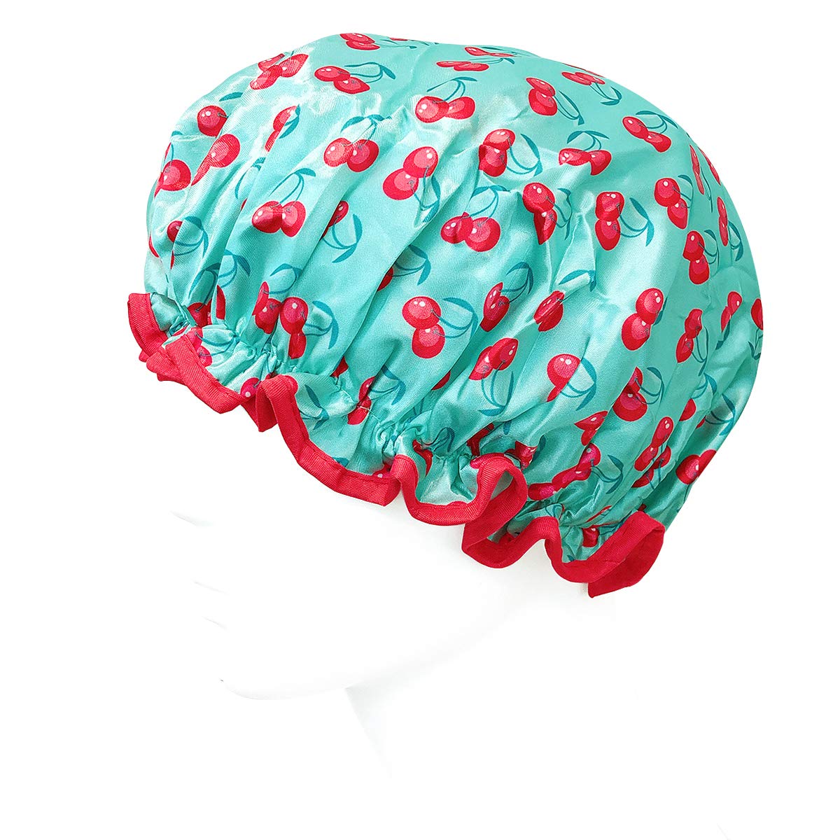 Wrapables® Stylish Double Layer Waterproof Shower Caps (Set of 4), Dots, Cherries & Kitties Beauty and Personal Care Wrapables