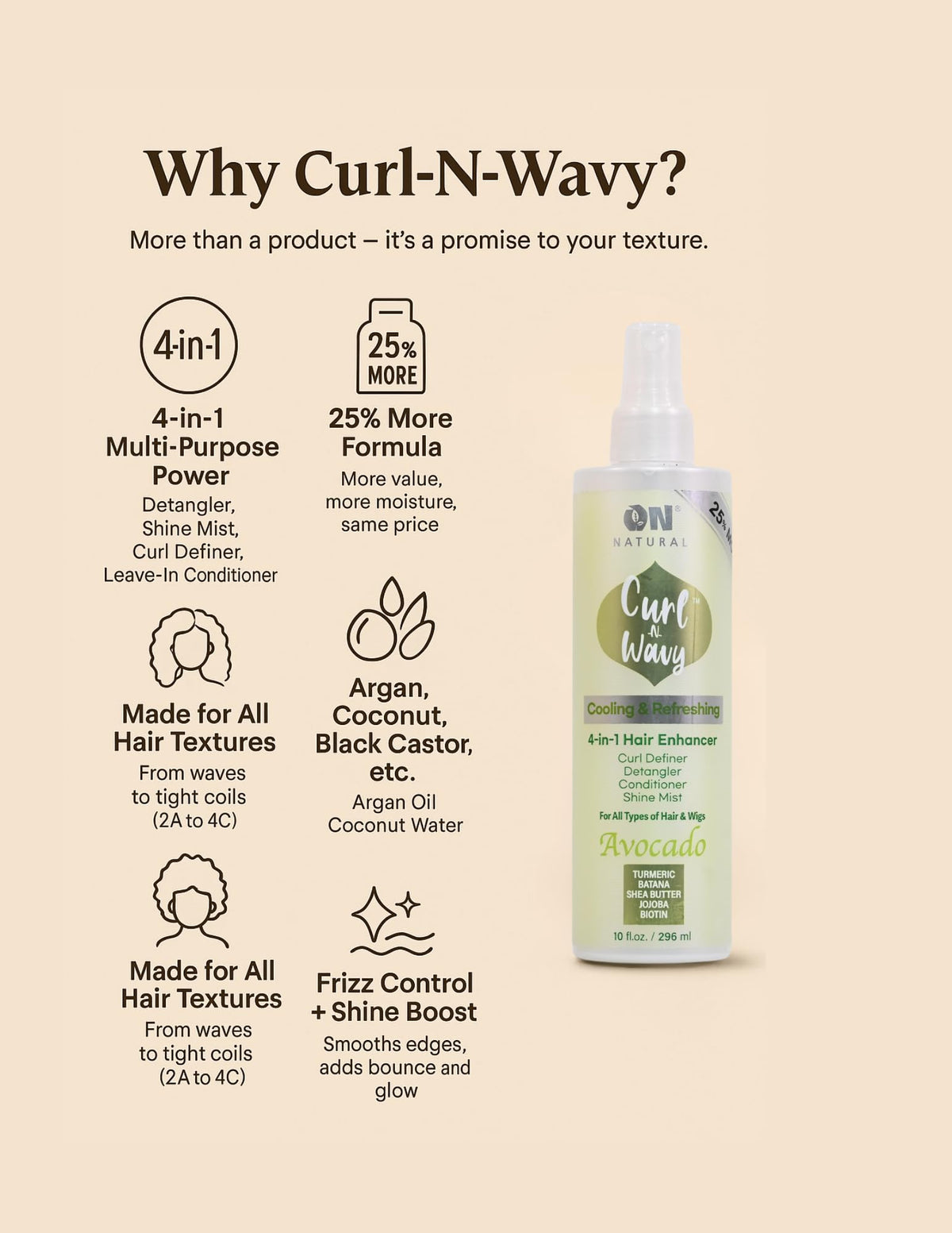 On Natural Weave & Wig 4-in-1 Hair Enhancer For All Hair Texture [Coco Lime] 10 OZ