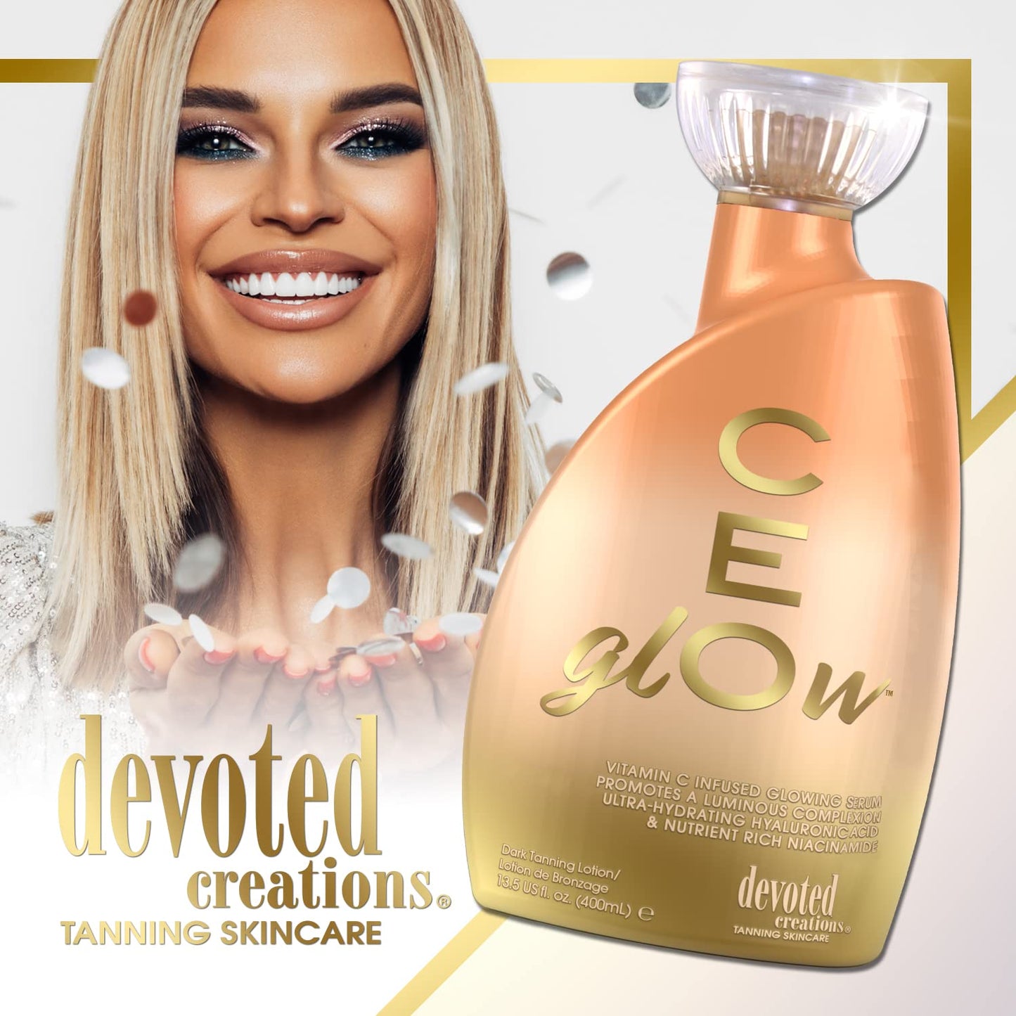 Devoted Creations CEglOw Dark Tanning Lotion - Vitamin C Infused Glowing Serum Promotes a Luminous Complexion Ultra-Hydrating Hyaluronic Acid Beauty & Personal Care Devoted Creations