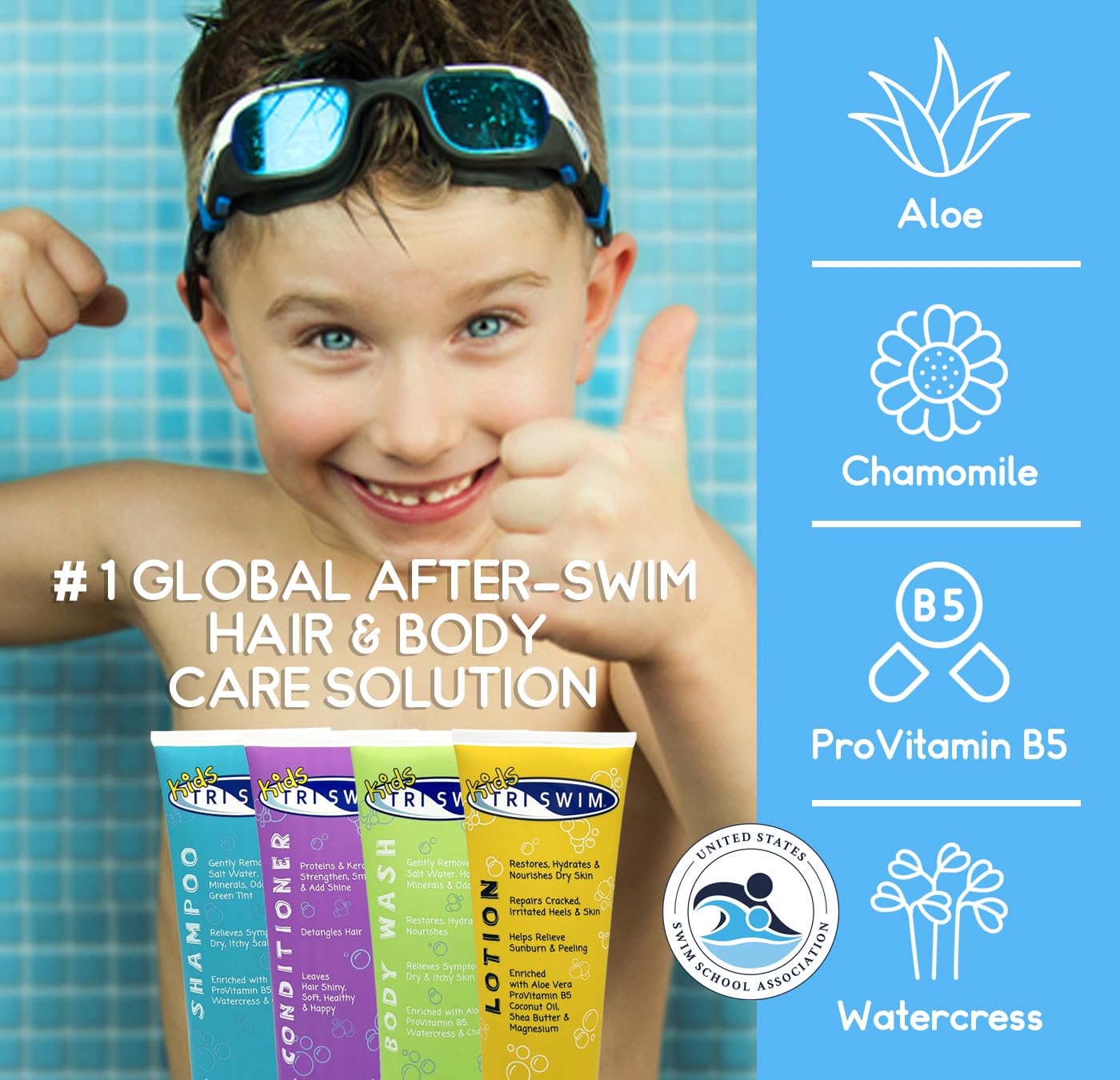 TRISWIM Kids After Swim Value Pack of 4 Travel Mesh Bag + Swim Care Chlorine Removal Body Wash + Swimming Lotion + Swim Shampoo and Conditioner 8.5 fl Beauty & Personal Care TRISWIM
