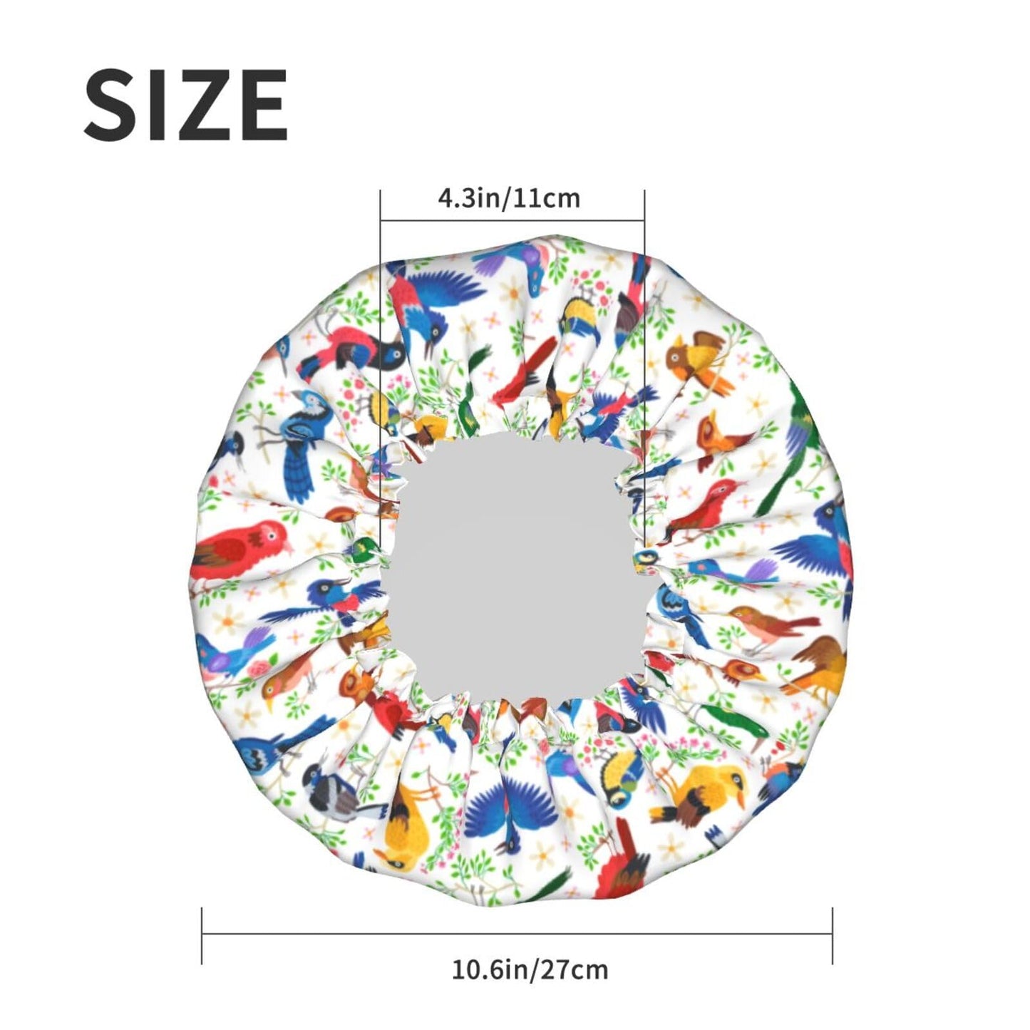 Birds Pattern Shower Cap For Women Reusable Waterproof Double Layers Bath Cap Hair Protection Elastic Ladies Spa Salon Shower Hat Beauty and Personal Care YUZEKABZ