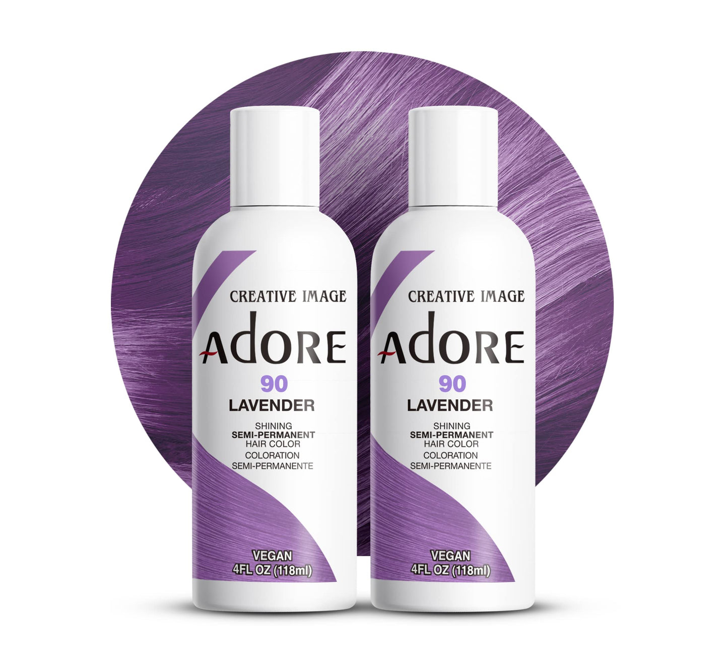 Adore Semi Permanent Hair Color (090 Lavender) (2 Pack) | Vegan & Cruelty-Free Purple Hair Dye | No Ammonia, No Peroxide, No Alcohol | 4 Fl Oz Beauty & Personal Care Adore
