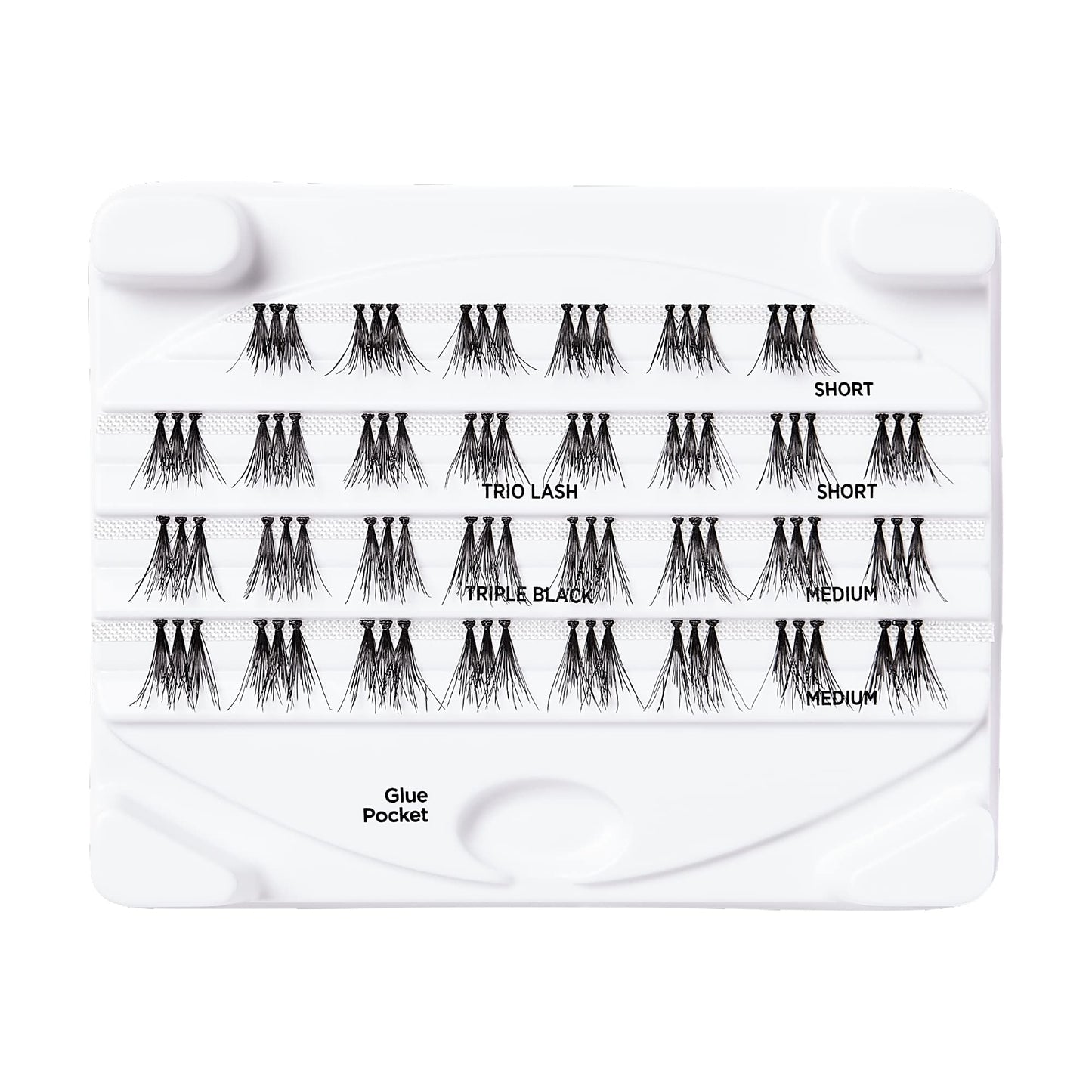 iENVY False Eyelashes Triple Black Knotted Individual Trio Lashes 3X Volume Reusable Eyelash Clusters (S/M) Beauty & Personal Care i•ENVY