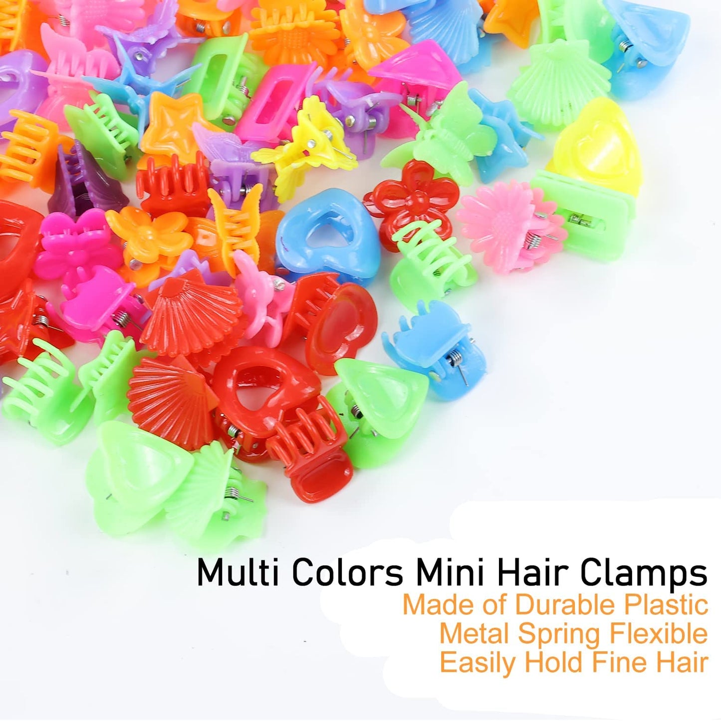 Lawie 90 Pack Small Mini Rainbow Flower Star Heart Butterfly Plastic Hair Claw Clips Jaw Barrettes Grip Clamps Pins Updo Decorative Bun Bangs Braids Beauty & Personal Care Lawie