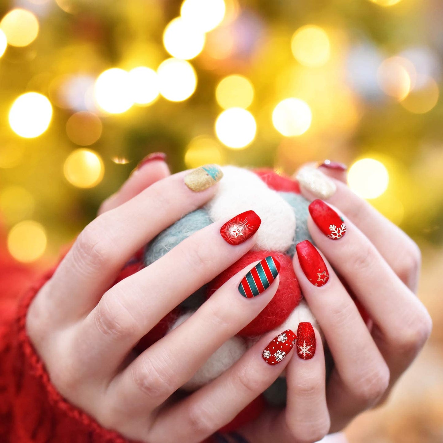 TailaiMei 15 Sheets Christmas Nail Stickers, 7 Sheets Nail Wrap Stickers and 8 Sheets Nail Decals Stickers, Full Wraps Strips and Self-Adhesive Set Beauty & Personal Care TailaiMei