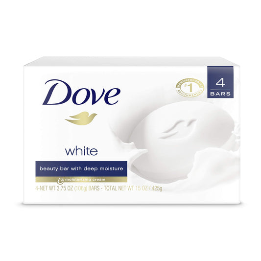 Dove Beauty Bar More Moisturizing than Bar Soap White Effectively Washes Away Bacteria, Nourishes Your Skin 3.75 oz 4 Bars Beauty & Personal Care Dove