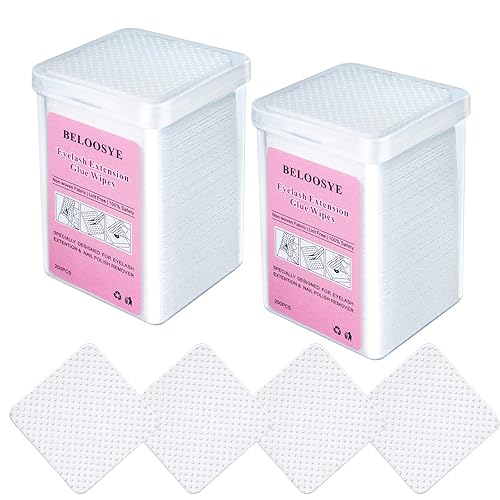 400 PCS Eyelash Extension Glue Wipes,Lint Free Nail Wipes,Super Absorbent Soft Non-woven Fabric Adhesive Nail Polish Remover Wipe, Glue Wiping Cloth Beauty & Personal Care BELOOSYE