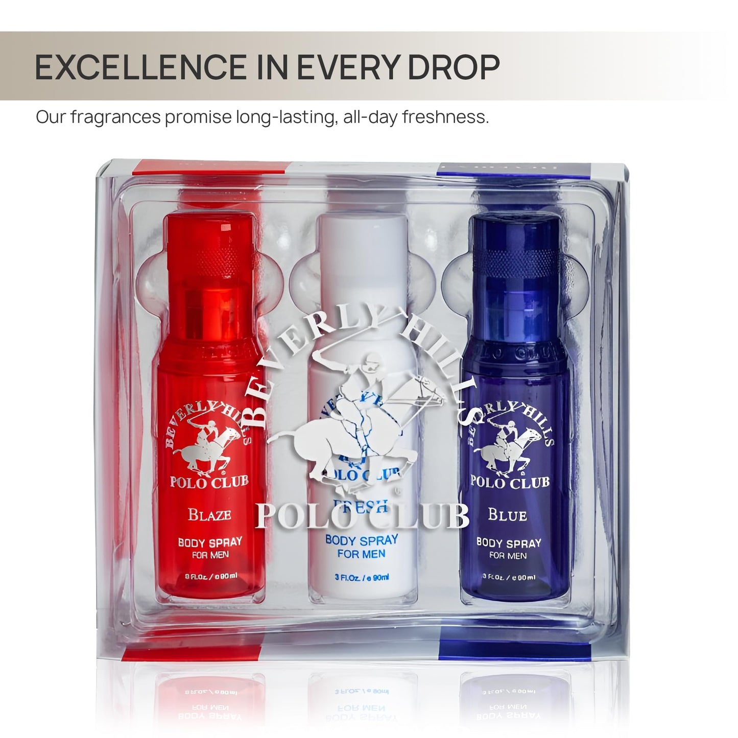 Beverly Hills Polo Club Men's Body Spray Collection - 3 x 3oz Designer Cologne Gift Set for Everyday Freshness & Travel Beauty & Personal Care Beverly Hills Polo Club