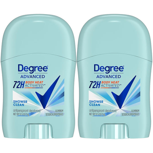 Degree Advanced Antiperspirant Deodorant, Shower Clean 2-Pack - Travel Deodorant for Women, 72H Protection, 0.5 Oz Ea Beauty & Personal Care Degree