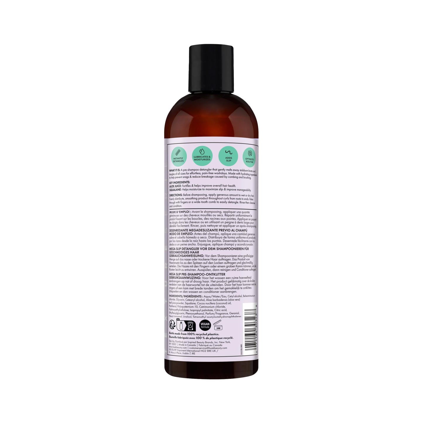 HASK Mega Slip Pre-Shampoo Detangler with Aloe Juice & Squalane for Wavy, Curly, Coily & Kinky Hair, Moisturizes, Adds Slip, Reduces Breakage, Vegan Beauty & Personal Care HASK