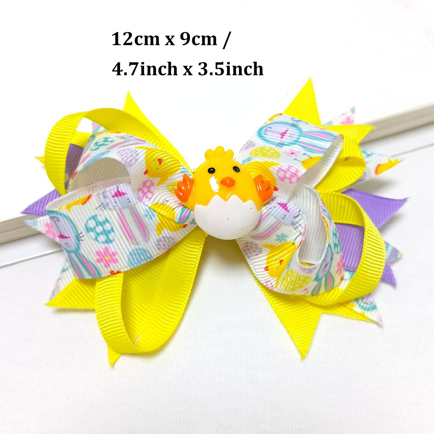 Easter Large Bows Hair Clips Boutique Grosgrain Ribbon Hair Pins Lovely Easter Egg Bunny Pattern Headwear Hair Accessories for Kids Girls Beauty & Personal Care melyde