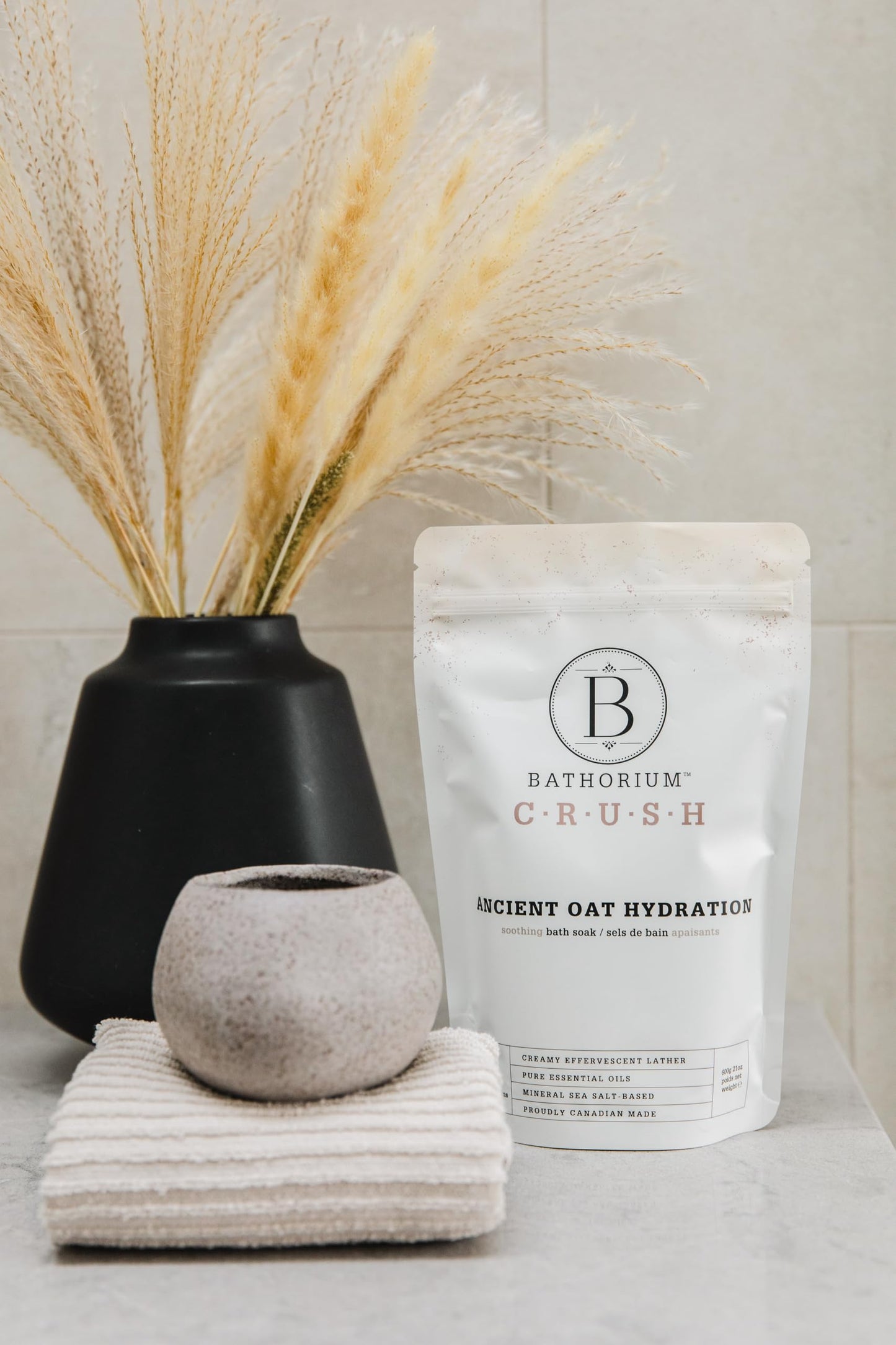 Bathorium Ancient Oat Hydration Crush, Mineral Sea Salt Bath Soak, Skin-Soothing Colloidal Oats, Light Floral Fragrance, pH-Balanced, Approximately 5 Beauty and Personal Care Bathorium