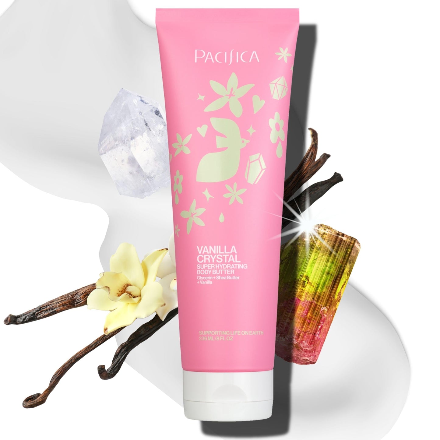 Pacifica Vanilla Crystal Body Butter Lotion - Super Hydrating Moisturizer for Dry Skin, Rich Shea Butter & Vitamin E Formula, Vegan, Cruelty-Free Beauty & Personal Care Pacifica