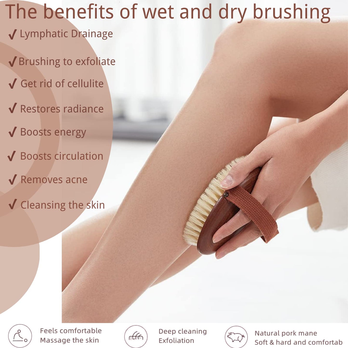Premium Dry Brushing Body Brush for Glowing Skin Exfoliating Shower Brush for Silky Smooth Results Portable Dry/Wet Exfoliator Brush Removes Dead Skin Beauty and Personal Care Smiley smith