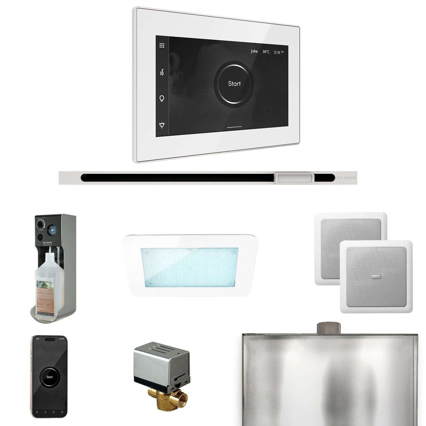 Mr Steam XDream Steam Shower Control Package with iSteamX Control and Linear Steamhead in White Beauty and Personal Care Mr. Steam
