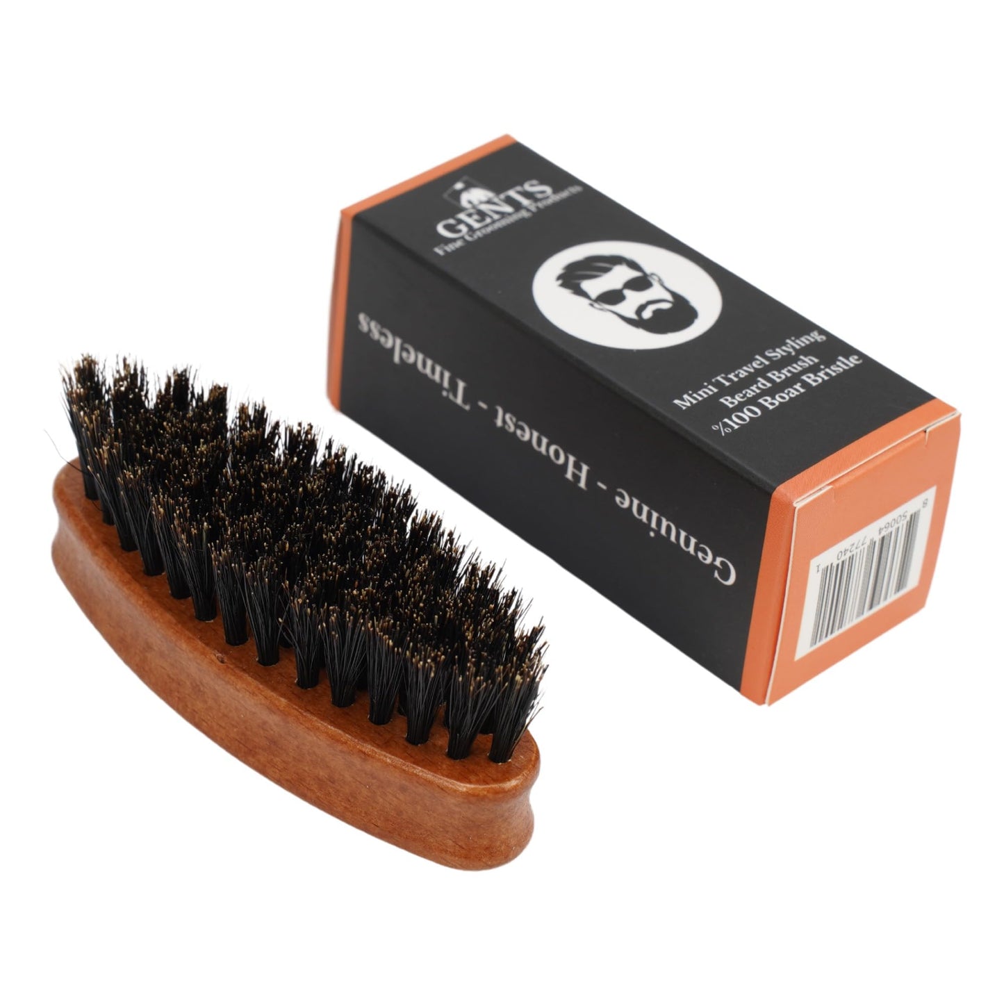 GENTS Wood Small Travel Beard Brush - Natural Boar Bristles with Wooden Grooved Handle Mini Size Portable (Small, 1, Count) Beauty and Personal Care G.B.S