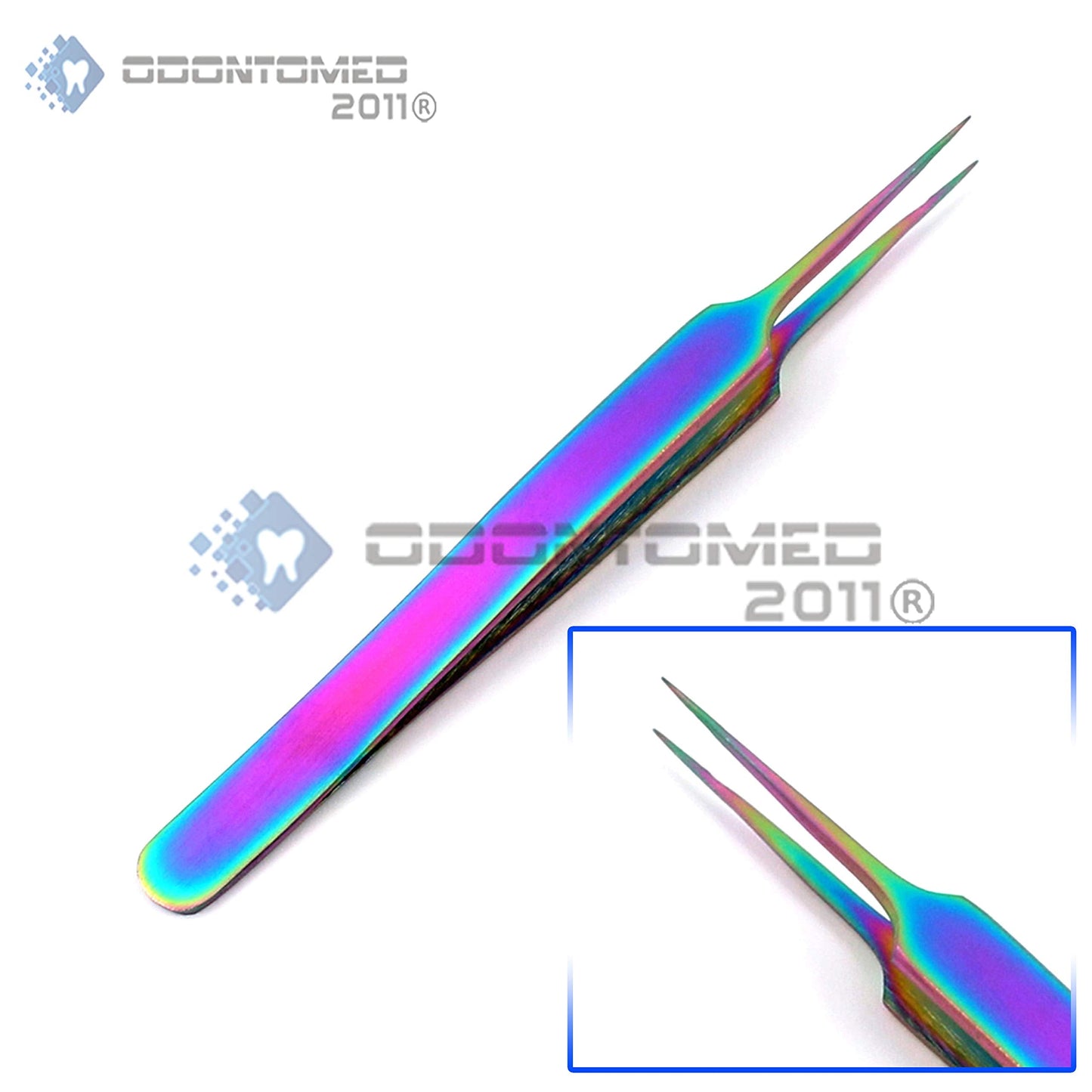 OdontoMed2011® Set of 8 Piece Stainless Steel Multi Rainbow Color Eyelash Extension Tweezers Beauty and Personal Care OdontoMed2011