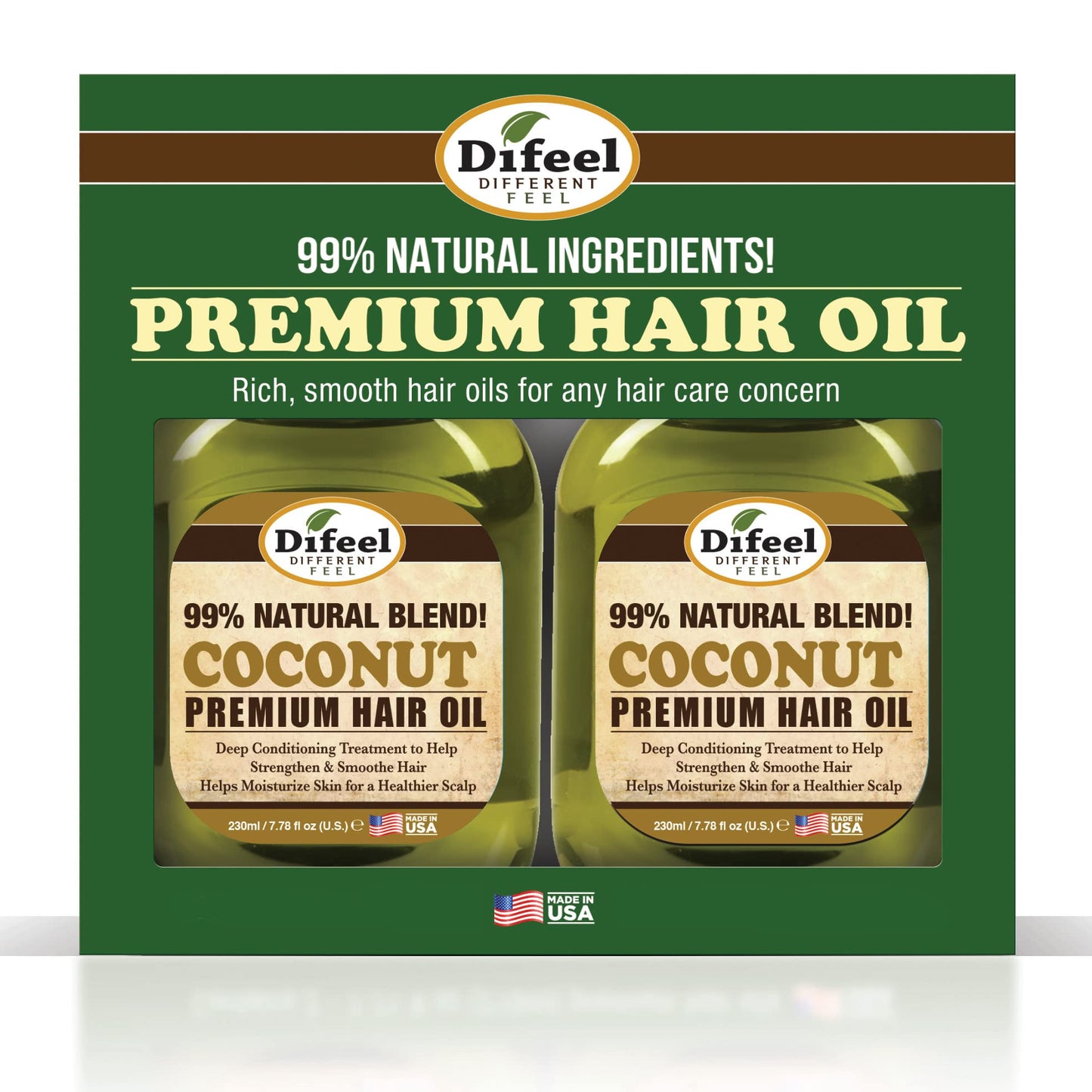 Difeel Premium Natural Hair Oil - Coconut Oil 7.1 oz. - Deluxe 2-PC Gift Set Beauty & Personal Care Difeel